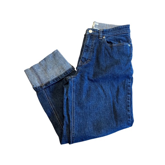 Tommy Hilfiger Vintage Y2K Cropped denim jeans Cuffed Hem Womens Blue Size‎ 8 - Picture 1 of 7